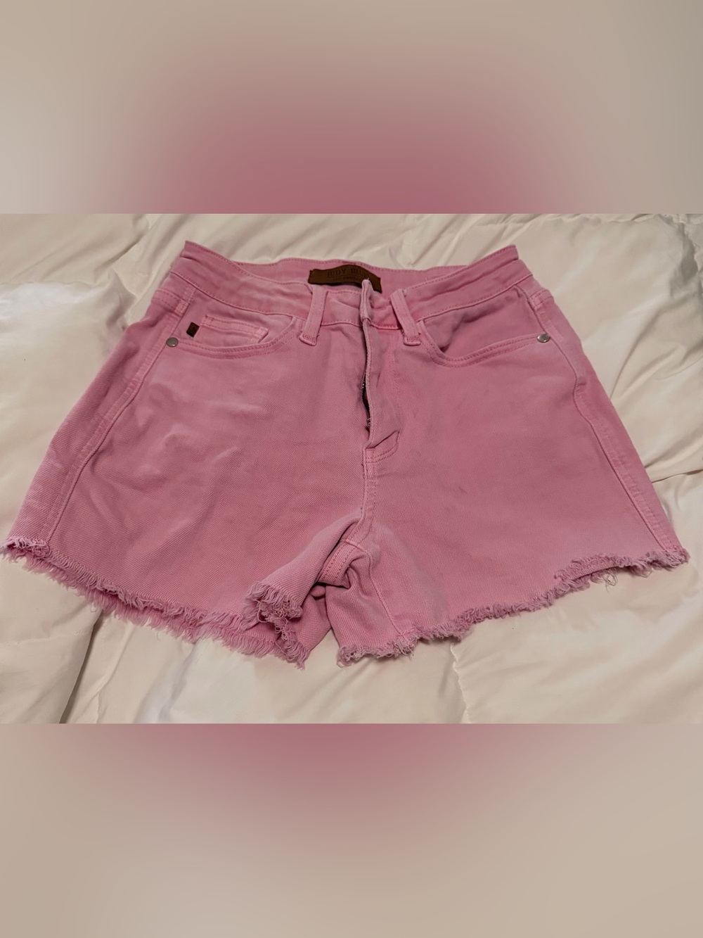 Judy Blue Pink Frayed Hem Denim Shorts Size Small